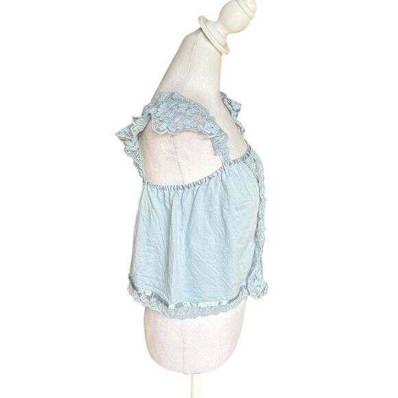 Anthropologie Tiny Daphne Lace Tank Blue Flutter Strap Womens Size Medium - Picture 5 of 12